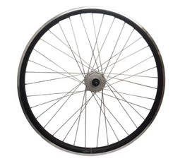 KTM első trekking kerék duplafalú Ambrosio Track abroncs, Shimano agydinamós agy, V-fék fekete