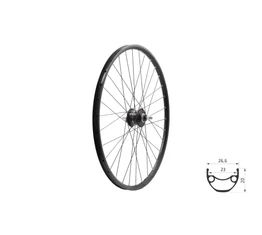 Kerék 622 első Kellys Draft duplafalú szegecselt abroncs, 23mm peremszélesség, agydinamó agy, 28/29&quot; Centerlock tárcsafelfogatás fekete