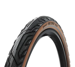 55-622 Continental Pure Contact összehajtható köpeny extrém defektvédelemmel és kimagasló kopásállósággal grafit reflexcsíkkal 28x1,5 barna oldalfalú