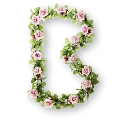 Vázdísz Basil Girland pünkösdi rózsa pink színben