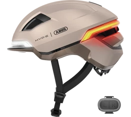 Abus HYP-E kerékpáros bukósisak első és hátsó világítással index jelzővel champagne gold M (54-58cm)