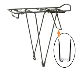 Csomagtartó hátra trekking és 28-as kerékpárokra acél 1pontos rugós fekete