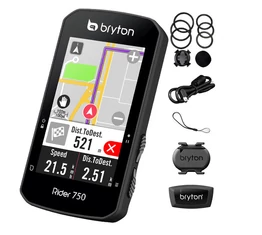 Bryton Rider 750T GPS kilométeróra, 90+ funkciós, színes érintő kijelző, hangvezérelt nav, HRM, CAD, SPEED