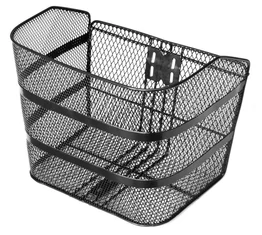Kerékpáros első kosár, fém, sűrűszövésű, XXL méretű, fekete, extra merevítésekkel