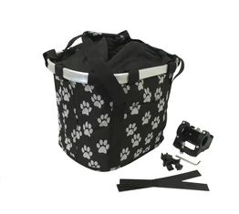 Fashion első kosár női alukeretes gyorsrögzítős 5kg-ig terhelhető fekete/fehér tappancsos