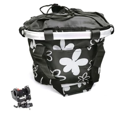 Fashion első kosár női alukeretes gyorsrögzítős 5kg-ig terhelhető fekete/virág mintás