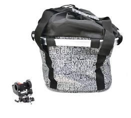 Fashion első kosár női alukeretes gyorsrögzítős 5kg-ig terhelhető szürke-betűmintás