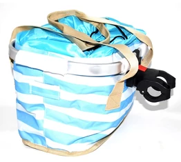 Fashion kerékpár kosár előre női alukeretes gyorsrögzítős 5 kg-ig terhelhető fehér-világoskék csíkos