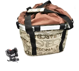 Fashion első kosár női alukeretes gyorsrögzítős 5kg-ig terhelhető krém Barcelona felirattal