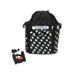 Fashion első kosár női alukeretes gyorsrögzítős 5 kg-ig terhelhető fekete-fehér pöttyös