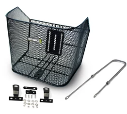 Basil Boston XL első kosár acél, sűrűszövésű, extra nagy, fix felfogatású, fekete