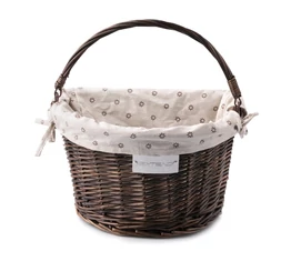 Extend Wicker natúr rattan kerékpáros első kosár virágos textillel és gyorsrögzítővel, barna