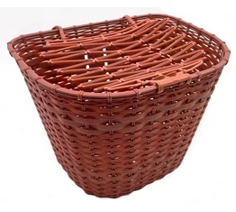 Kosár előre sűrűszövésű fonott műanyag fedeles fix barna