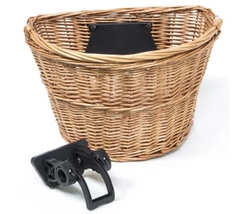 Ridepositive Natural natúr rattan kerékpáros első kosár gyorsrögzítővel