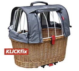 KTM kisállat szállító hátsó kosár, Klickfixes, drótfedéllel, esővédővel, párnával