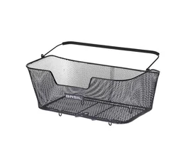 Basil Base hátós kosár acél XL-méretű, 18L, fekete rugós csomagtartóra