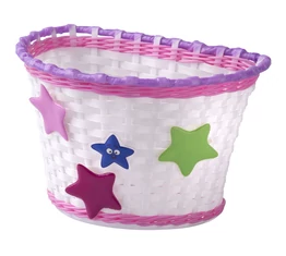 Gyerek kosár biciklire fehér-rózsaszín csillagos dekorral