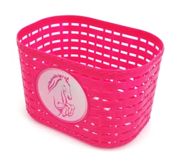 Gyerek kosár lovas mintával, műanyag, rácsos, pink
