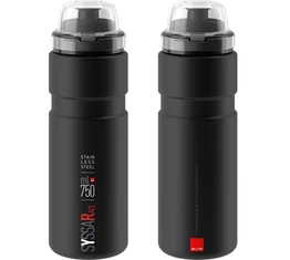 Elite Syssa rozsdamentes acél kerékpáros kulacs 750ml mattfekete zárható kupakkal