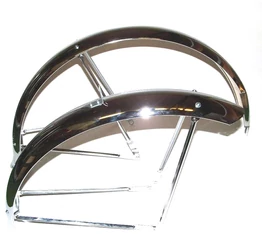 Cruiser sárvédő 63 mm széles tükör-króm felület garnitúrában pálcákkal