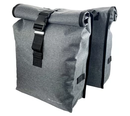 Velotech 2 részes túratáska csomagtartóra 2x22 liter, hevederes rögzítéssel, vízálló, szürke