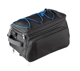 KTM Sport Trunk Bag Racktime csomagtartóra szerelhető táska, 32L űrtartalom, szürke, kék leszorítóval
