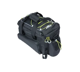 Basil Miles XL Pro táska csomagtartóra 9-36L bővíthető kapacitás, adapter nélkül, fekete/lime