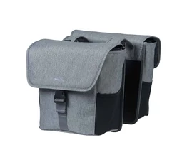 Basil Go Double Bag 2 részes táska csomagtartóra 32L kapacitás, pántos rögzítés, szürke színű