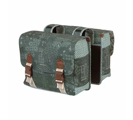 Basil Boheme Double Bag dupla táska csomagtartóra 35L kapacitás, forest zöld