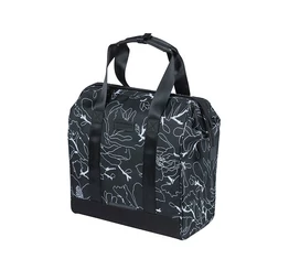 Basil Grand Flower Bicycle Shopper táska csomagtartóra 1 részes, 23L kapacitás, fekete virágos