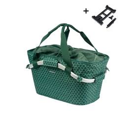 Basil Flair Carry All kosár csomagtartóra Mik 2.0 adapterrel 18 liter kapacitással zöld színben