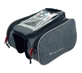 Velotech váztáska felsőcsőre 3 részes, telefontartóval, szürke