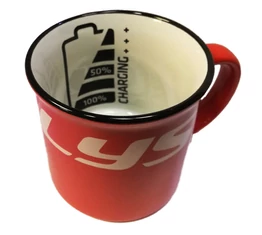 Kellys kerámia bögre charging 250 ml piros/fehér töltötségjelzővel díszdobozban