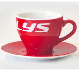 Kellys kávés csésze alátéttel 70 ml Espresso méret piros/fehér díszdobozban