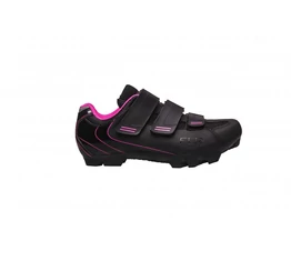 FLR Elite F-55 MTB cipő, 3 tépőzáras rögzítés, 41-es méret, fekete/pink