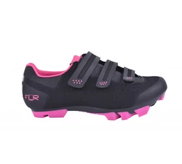 FLR F-55 Knit MTB cipő, 3 tépőzáras rögzítés, 38-as méret fekete/pink