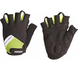 BBB BBW-41 HighComfortGel kerékpáros kesztyű rövid ujjú, zselés-emlékező habos tenyérérsz, fekete/neon sárga M