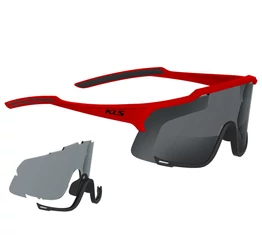 Kellys Dice szemüveg, Shiny Red monochrome, 2db lencse, kemény tartó tok, piros