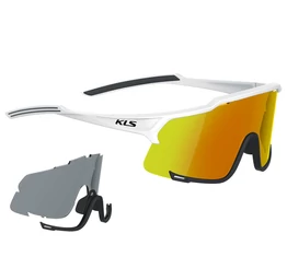 Kellys Dice Shiny White szemüveg 1db polarizált és 1 füst lencse, kemény tartó tok, fehér/narancs