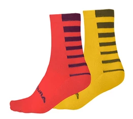 Endura zokni párban, csíkos mintás 42,5-47 sárga és narancssárga színben