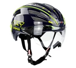 Casco Speedairo 2 RS országúti bukósisak Vautron (fényre sötétedő) lencsével, kék/neon sárga L 59-62cm