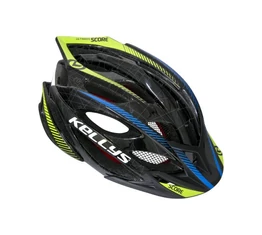 Kellys KLS Score kerékpáros bukósisak fekete/kék/lime S/M -es 54-57cm