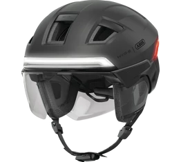 Abus HYP-E BL.ACE kerékpáros bukósisak távirányítós irányjelzővel és féklámpával mágneses lencsével titán M (54-58cm)