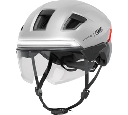 Abus HYP-E ACE kerékpáros bukósisak első és hátsó világítással index jelzővel mágneses lencsével gleam silver S (52-54cm)