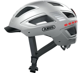 Abus Hyban 2.0 kerékpáros bukósisak LED csíkkal signal silver L-es 56-61cm