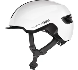 Abus HUD-Y felnőtt városi bukósisak In-Mold, mágneses hátsó lámpa, fényes fehér S (51-55cm)