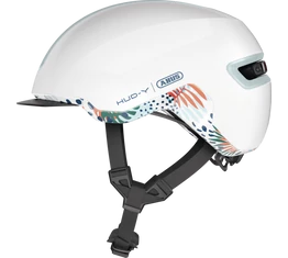 Abus HUD-Y felnőtt városi bukósisak In-Mold, mágneses hátsó lámpa, flower white L (57-61cm)