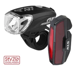 Kellys KLS Perseus lámpakészlet, beépített akkumulátoros, USB töltővel, fekete