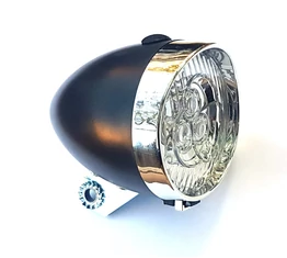 Classic elemes LED-es első kerékpár lámpa 3 LED-el króm-fekete