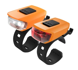 Kellys KLS Vega USB narancs világítás készlet, tölthető, LED-es mini, szilikonos
